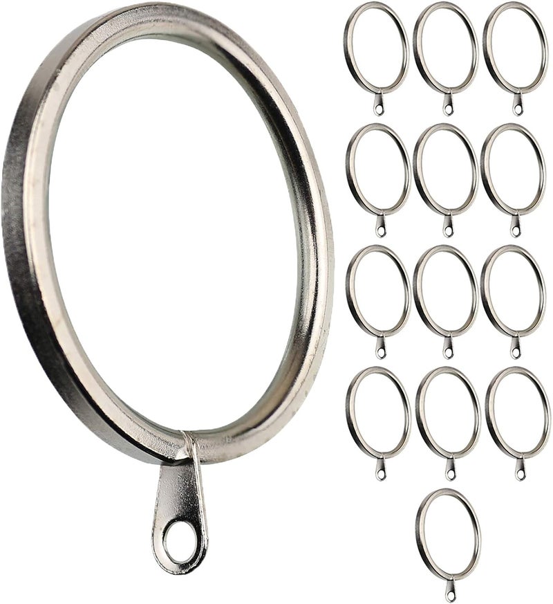 MERIVILLE 14 pcs Satin Nickel 1.5-Inch Inner Diameter Metal Flat Curtain Rings with Eyelets, Fits Up to 1 1/4-Inch Rod - Image 1